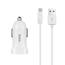АЗУ (Автомобильное зарядное устройство) HOCO Z2 с кабель micro USB, 1.5A, 1 USB, цвет белый АЗУ (Автомобильное зарядное устройство) HOCO Z2 с кабель micro USB, 1.5A, 1 USB, цвет белый