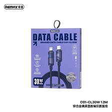 Кабель REMAX C01-CL30W Type-C на Lightning 8-pin, 30W, длина 1.2 метра, Led дисплей, цвет черный Кабель REMAX C01-CL30W Type-C на Lightning 8-pin, 30W, длина 1.2 метра, Led дисплей, цвет черный