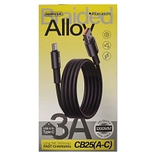 Кабель REMAX CB25 USB Type C, 3A, длина 1.2 метра, цвет черный