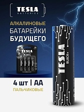 Батарейка TESLA BLACK+ AA LR6, алкалиновая, 1.5V, BL4 (комплект из четырех штук)