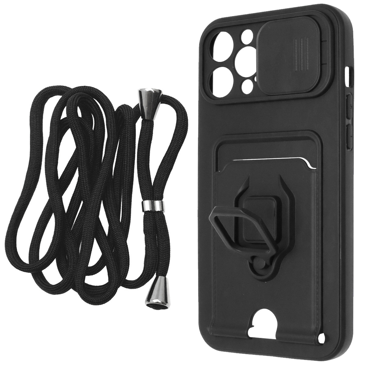 Чехол накладка MULTI FUNCTION 4 в 1 для APPLE iPhone 12 Pro MAX (6.7), цвет черный