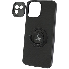Чехол накладка iFace для SAMSUNG Galaxy A03 (SM-A035F), защита камеры, силикон, металл, кольцо держатель, цвет черный Чехол накладка iFace для SAMSUNG Galaxy A03 (SM-A035F), защита камеры, силикон, металл, кольцо держатель, цвет черный