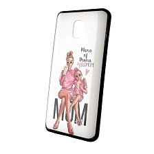 Чехол накладка для XIAOMI Redmi 8A, силикон, рисунок Mama of Drama girl MOM.