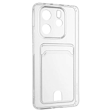 Чехол накладка CARD CASE для XIAOMI Redmi Note 14 4G, защита камеры, силикон, отдел для карт, цвет прозрачный