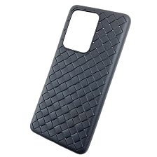 Чехол накладка для SAMSUNG Galaxy S20 Ultra (SM-G988), силикон, плетенный, цвет черный.