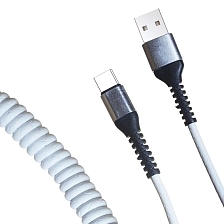 USB Дата-кабель R22 Type-C aka USB-C, витой, силикон, длина 1 метр, 3A, цвет белый USB Дата-кабель R22 Type-C aka USB-C, витой, силикон, длина 1 метр, 3A, цвет белый