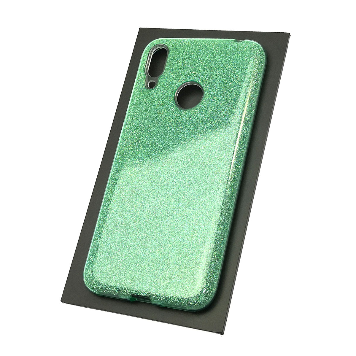 Чехол накладка Shine для HUAWEI Y7 2019, силикон, блестки, цвет зеленый Чехол накладка Shine для HUAWEI Y7 2019, силикон, блестки, цвет зеленый