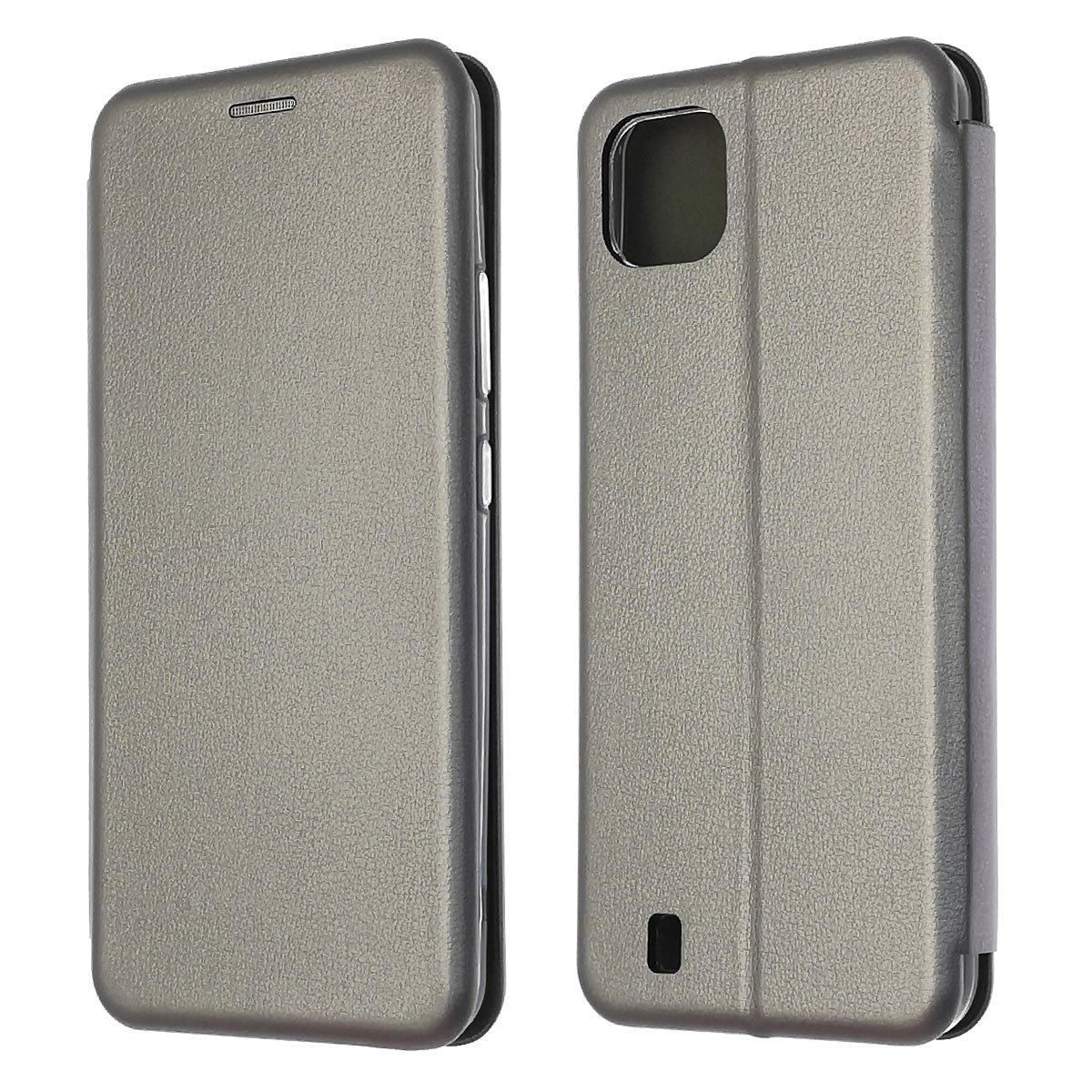 Чехол книжка STYLISH для Realme C20, экокожа, визитница, цвет серебристый