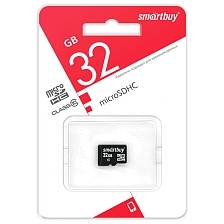 Карта памяти MicroSDHC 32GB SMARTBUY Сlass 10 UHS-I (SB32GBSDCL10-00), без адаптера, цвет черный