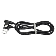 Кабель USB на micro USB, угловые коннекторы, имитация кожи, цвет черный Кабель USB на micro USB, угловые коннекторы, имитация кожи, цвет черный