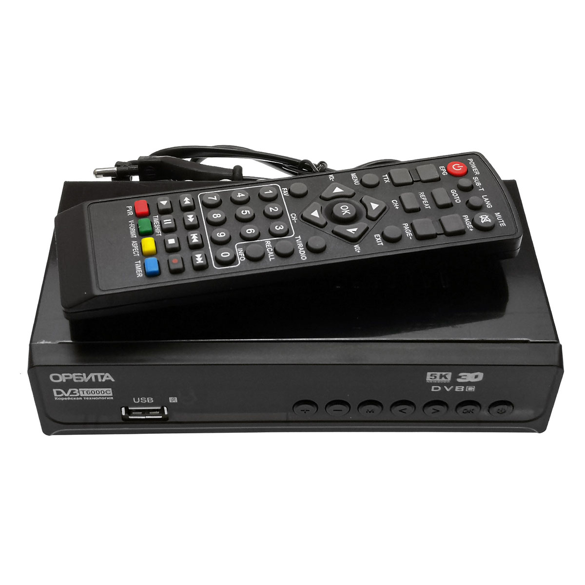 Цифровой эфирный приемник, ТВ приставка Орбита HD-911C/999С/T6000, DVB-T2, цвет черный