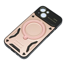 Чехол накладка Security Case с поддержкой MagSafe для APPLE iPhone 15, силикон, защита камеры, подставка, цвет розовый Чехол накладка Security Case с поддержкой MagSafe для APPLE iPhone 15, силикон, защита камеры, подставка, цвет розовый