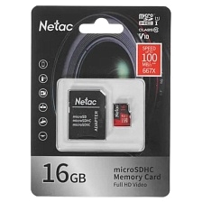 Карта памяти MicroSDHC 16GB NETAC P500 Extreme Pro 10 UHS-I, c адаптером Карта памяти MicroSDHC 16GB NETAC P500 Extreme Pro 10 UHS-I, c адаптером