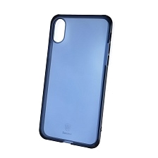 Чехол накладка BASEUS для APPLE iPhone X, силикон, глянец, цвет прозрачно синий.