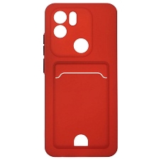Чехол накладка BUTTON для Redmi A1 Plus, Redmi A2 Plus, POCO C51, силикон, отдел для карт, цвет красный
