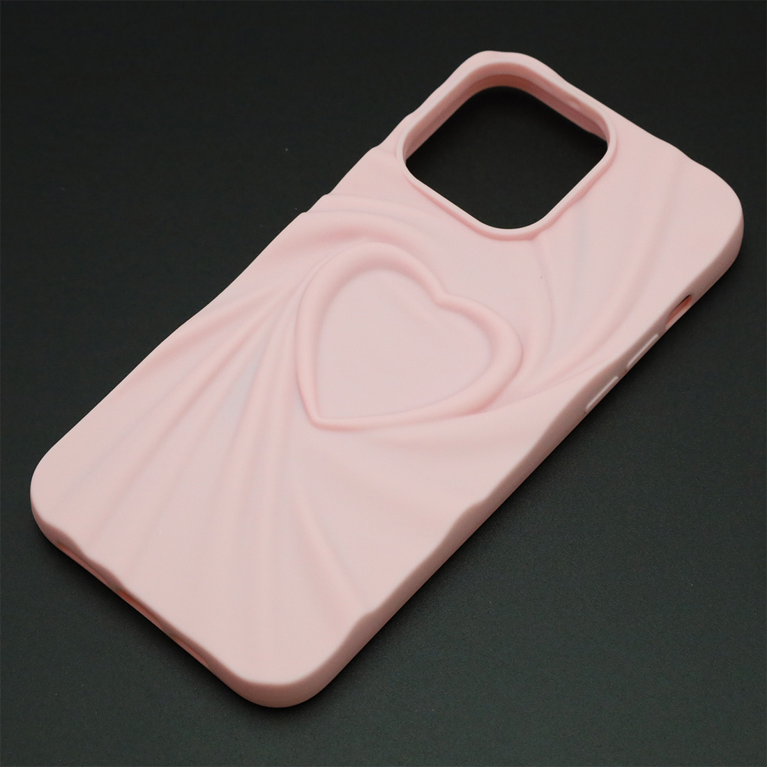 Чехол накладка для APPLE iPhone 14 Pro Max, силикон, 3D сердце, цвет розовый Чехол накладка для APPLE iPhone 14 Pro Max, силикон, 3D сердце, цвет розовый
