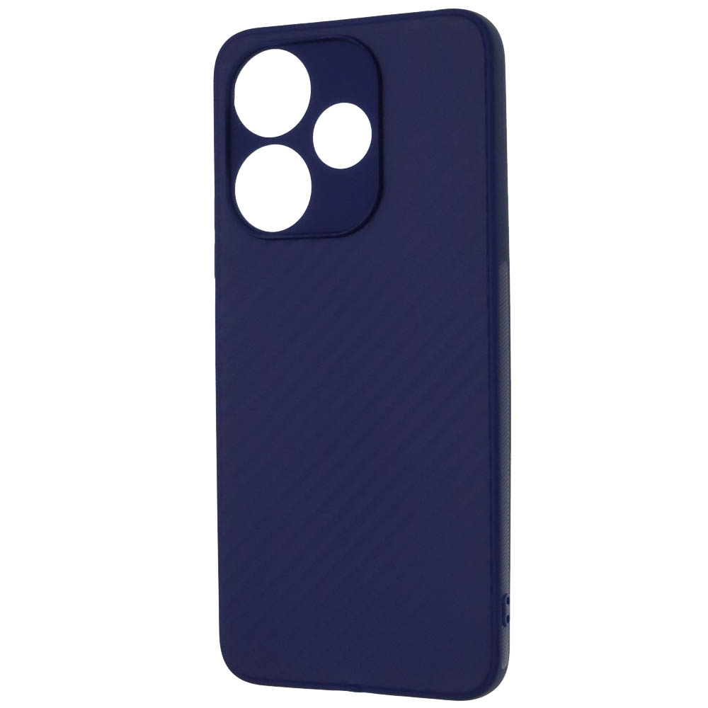 Чехол накладка для XIAOMI Redmi 13, POCO M6 4G, защита камеры, силикон, карбон, цвет темно синий