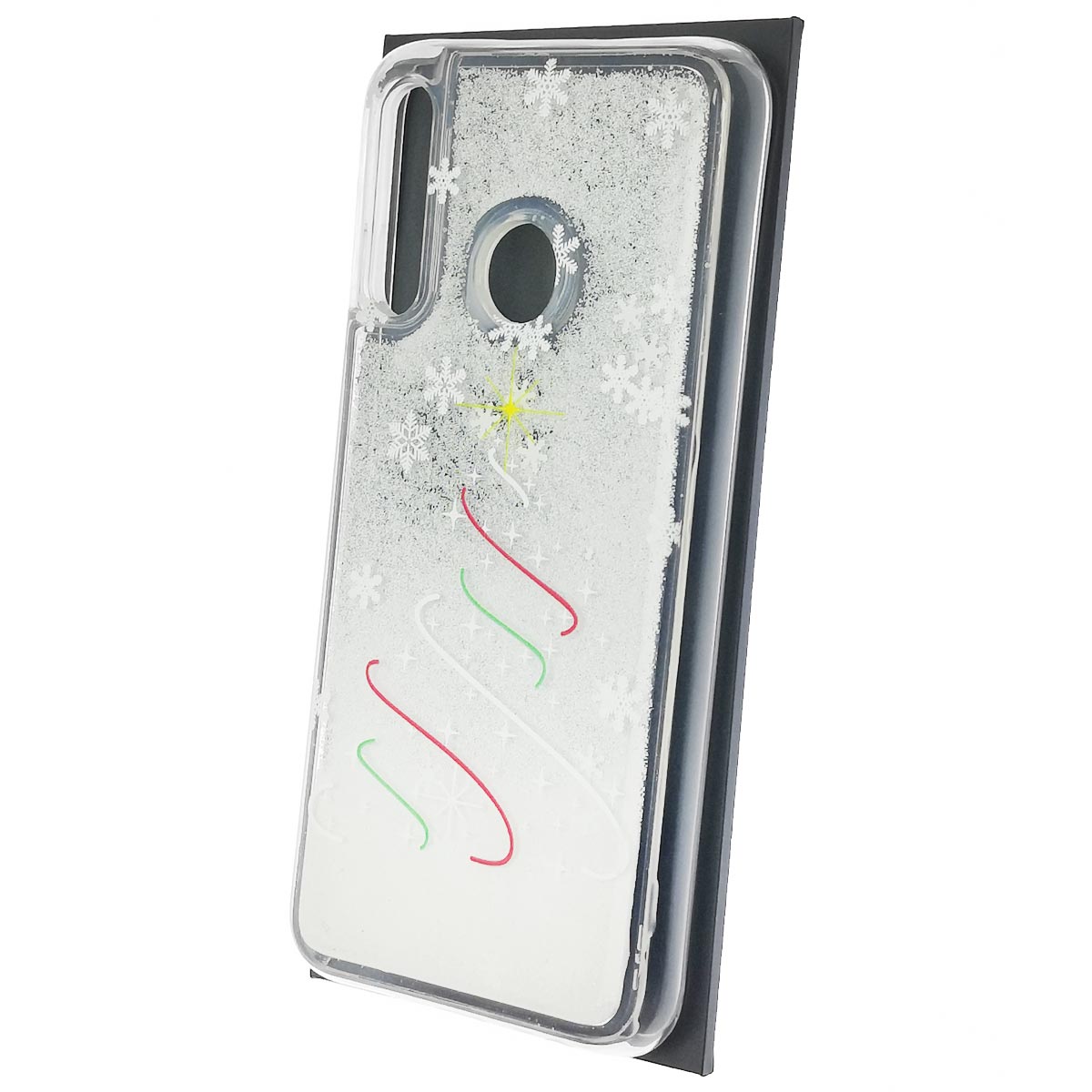 Чехол накладка для HUAWEI Honor 10i, Honor 20i, Honor 20e, Honor 20 Lite, P Smart Plus, силикон, переливашка, рисунок елочка со снежинками