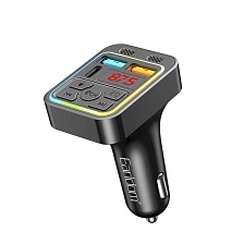 АЗУ (Автомобильное зарядное устройство) EARLDOM ET-M108 с FM-трансмиттером, 2 USB, Bluetooth, 1 USB Type C, TF Card, RGB подсветка, цвет черный