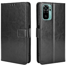 Чехол книжка для XIAOMI Redmi Note 10, Redmi Note 10S, POCO M5s, экокожа, визитница, цвет черный