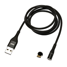 Магнитный зарядный кабель MRM 360i, длина 1 метр, с магнитной насадкой APPLE Lightning 8-pin, цвет черный Магнитный зарядный кабель MRM 360i, длина 1 метр, с магнитной насадкой APPLE Lightning 8-pin, цвет черный