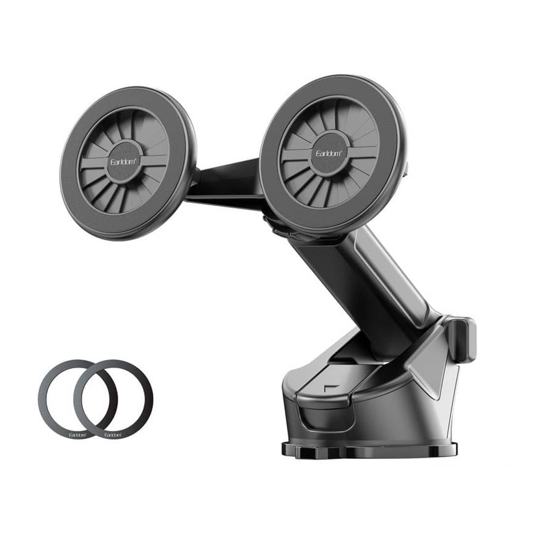 Автомобильный магнитный держатель EARLDOM ET-EH309 с креплением под MagSafe на вакуумной присоске для 2-х смартфонов, на приборную панель, цвет черный
