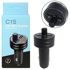 FM-трансмиттер, модулятор C1S, Bluetooth, 2 USB, MP3, RGB подсветка, цвет черный FM-трансмиттер, модулятор C1S, Bluetooth, 2 USB, MP3, RGB подсветка, цвет черный
