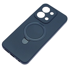 Чехол накладка Revole Mix для XIAOMI Redmi 15C, POCO C85, защита камеры, силикон, бархат, кольцо держатель, цвет темно синий