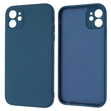 Чехол накладка для APPLE iPhone 11, силикон, бархат, цвет темно синий Чехол накладка для APPLE iPhone 11, силикон, бархат, цвет темно синий