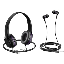 Гарнитура (наушники с микрофоном) проводная, полноразмерная, HOCO W24, цвет черный (распродажа -30%)