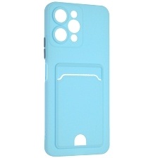 Чехол накладка BUTTON для XIAOMI Redmi 12 4G, защита камеры, силикон, отдел для карт, цвет голубой Чехол накладка BUTTON для XIAOMI Redmi 12 4G, защита камеры, силикон, отдел для карт, цвет голубой