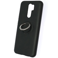 Чехол накладка RING для XIAOMI Redmi 9, силикон, кольцо держатель, цвет черный Чехол накладка RING для XIAOMI Redmi 9, силикон, кольцо держатель, цвет черный