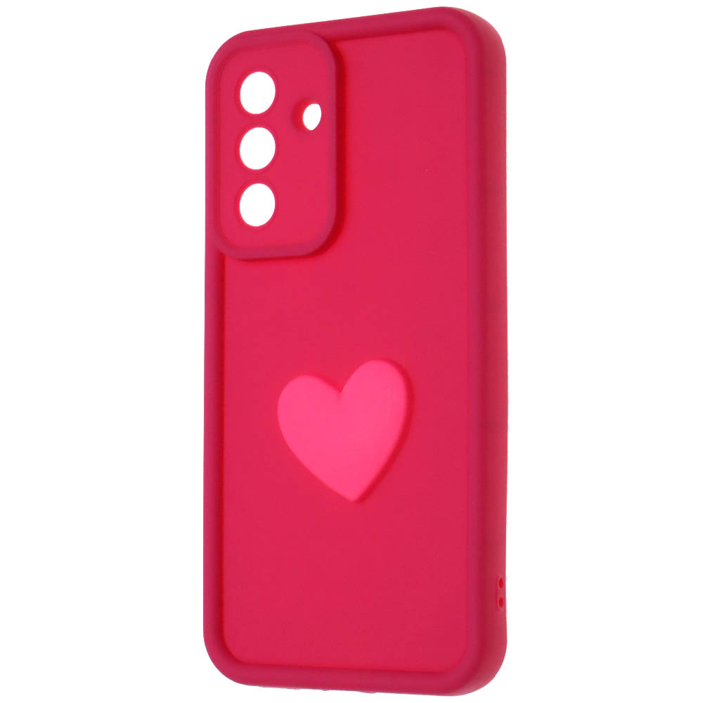 Чехол накладка для SAMSUNG Galaxy A56, силикон, 3D сердце, защита камеры, бортики, цвет розовый Чехол накладка для SAMSUNG Galaxy A56, силикон, 3D сердце, защита камеры, бортики, цвет розовый
