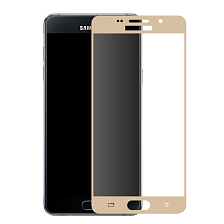 Стекло защитное "4D/5D" для SAMSUNG A3 (2016), цвет окантовки золото.