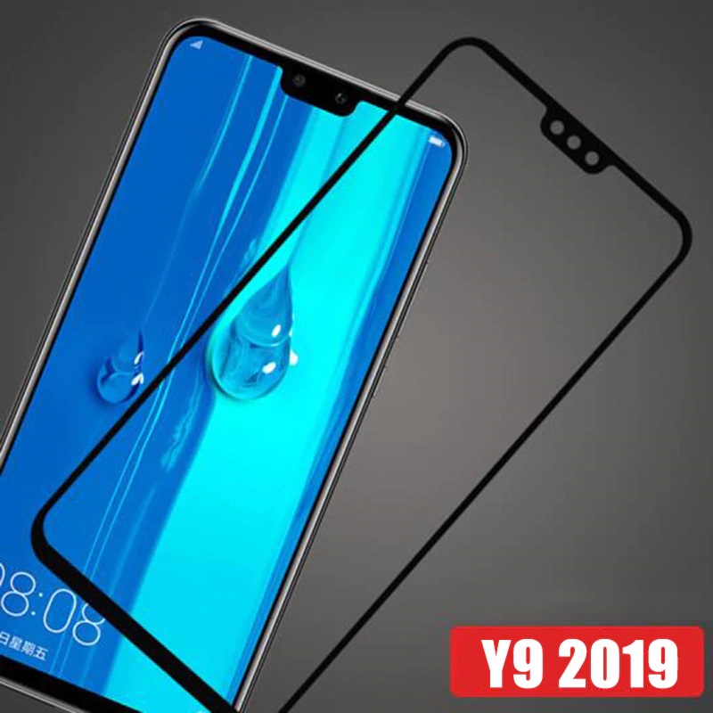Защитное стекло "SC" 5D FULL GLUE для HUAWEI Y9 2019, цвет канта чёрный.