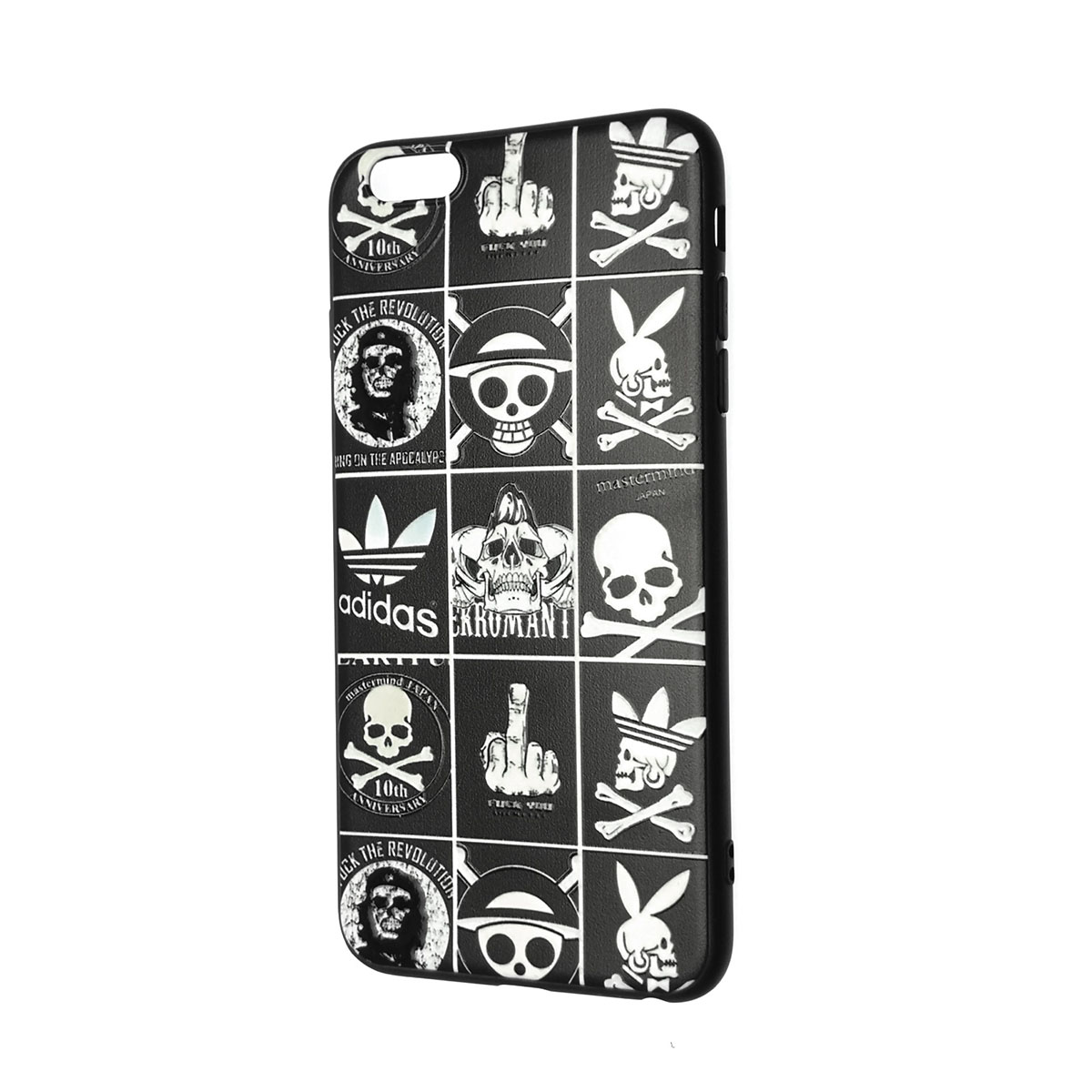 Чехол накладка для APPLE iPhone 6 Plus, 6S Plus, силикон, рисунок череп Adidas.