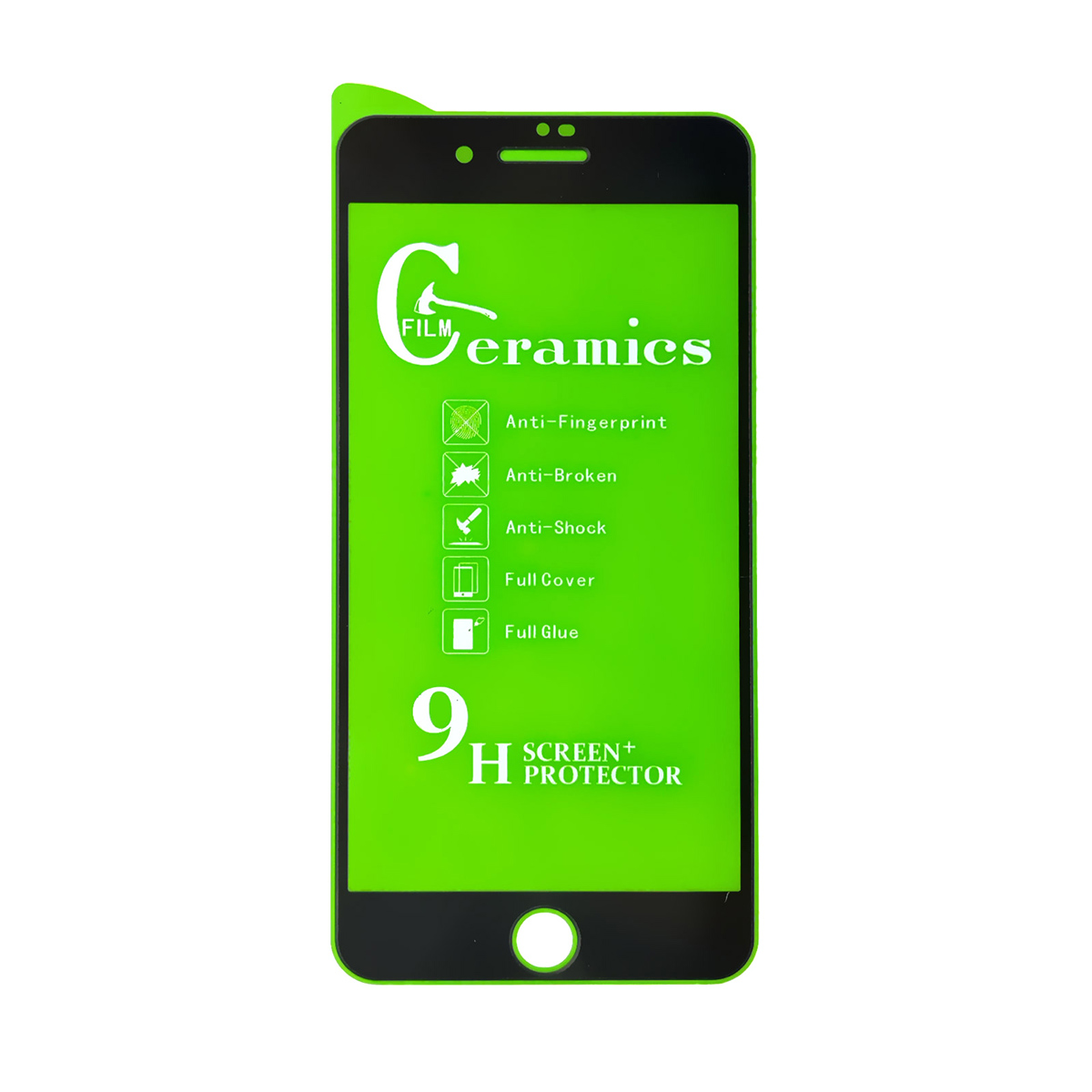 Защитное стекло 9D Ceramics для APPLE iPhone 7 Plus, iPhone 8 Plus, цвет черный.