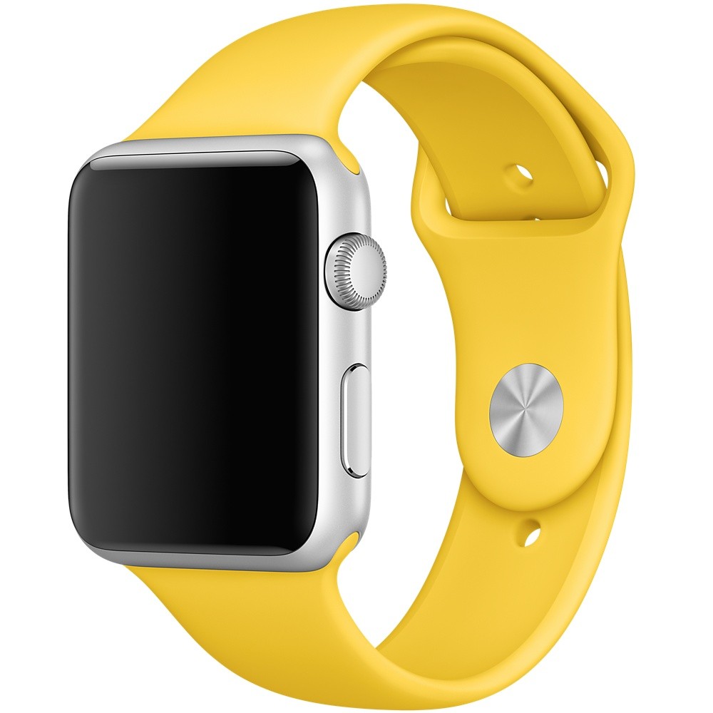 Ремешок для Apple Watch спортивный "Sport", размер 42-44 mm, цвет желтый.