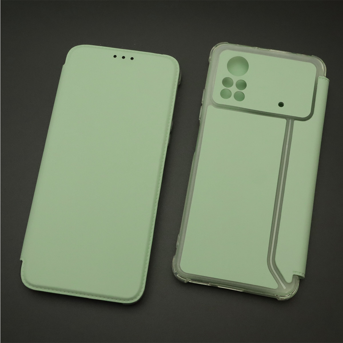 Чехол книжка для XIAOMI POCO X4 Pro 5G, экокожа, визитница, цвет светло фисташковый