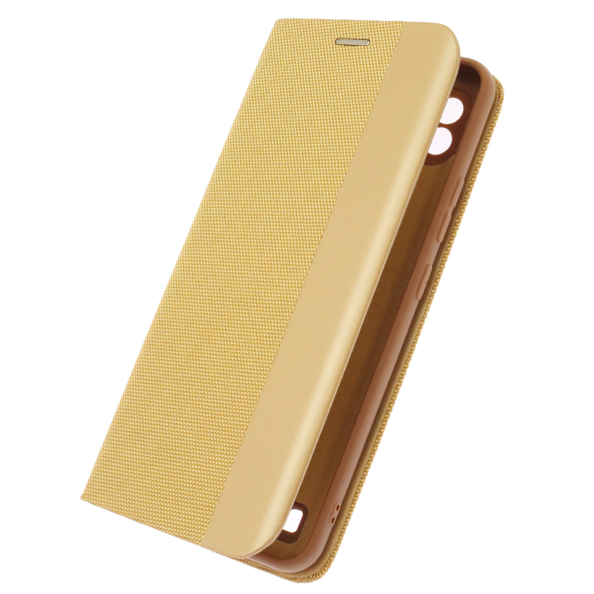 Чехол книжка MESH для Realme C21, текстиль, силикон, бархат, визитница, цвет золотистый
