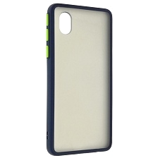 Чехол накладка SKIN SHELL для SAMSUNG Galaxy A01 Core (SM-A013), силикон, пластик, цвет окантовки темно синий | РЕТРО 7