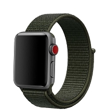 Ремешок для часов Apple Watch (38-40 мм), нейлон, цвет темно оливковый. Ремешок для часов Apple Watch (38-40 мм), нейлон, цвет темно оливковый.