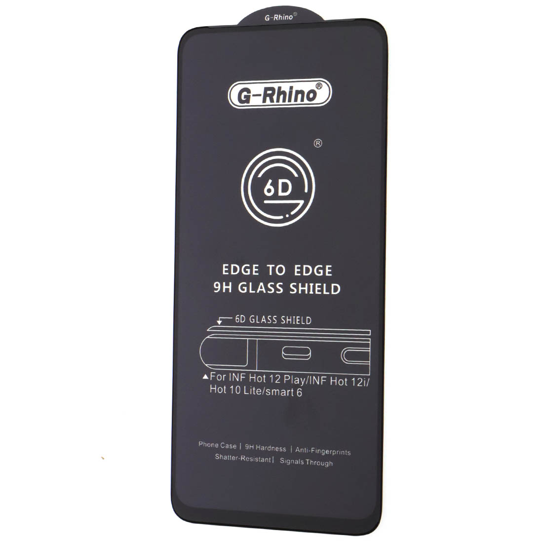 Защитное стекло 6D G-Rhino для INFINIX Hot 12 Play, Hot 12i, Hot 10 Lite, цвет окантовки черный