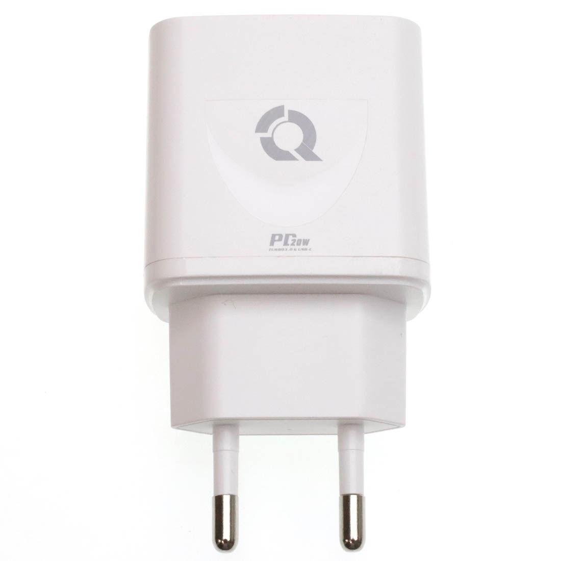 СЗУ (Сетевое зарядное устройство) QAYAN QHC-104, PD20W, 1 USB Type C, 1 USB, цвет белый