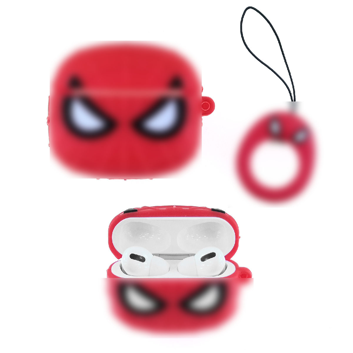 Чехол для беспроводных наушников APPLE AirPods 3 Pro силиконовый с карабином, 3D персонаж, цвет красный Чехол для беспроводных наушников APPLE AirPods 3 Pro силиконовый с карабином, 3D персонаж, цвет красный