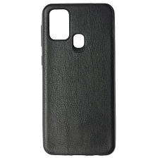 Чехол накладка для SAMSUNG Galaxy M31 (SM-M315), силикон, имитация кожи (вариант 3), цвет черный
