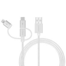 USB-кабель 2в1, Apple 8 pin/micro USB, ткань, 0.2 м, круглый, белый, OEM-упаковка. USB-кабель 2в1, Apple 8 pin/micro USB, ткань, 0.2 м, круглый, белый, OEM-упаковка.