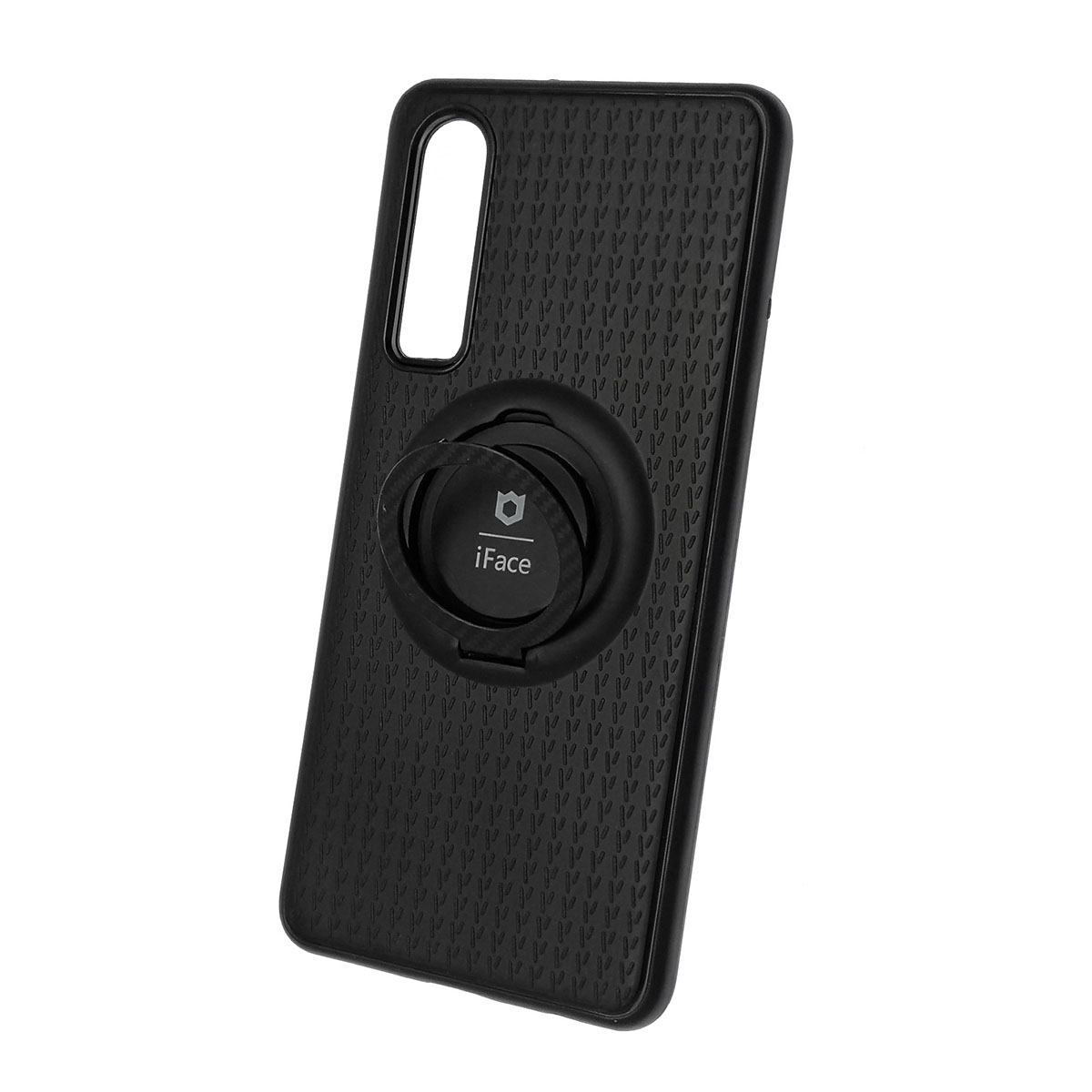 Чехол накладка iFace для HUAWEI P30 2019 (ELE-L29, L09), силикон, кольцо держатель, цвет черный.