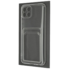 Чехол накладка CARD CASE для INFINIX SMART 6 HD, силикон, отдел для карт, цвет прозрачный