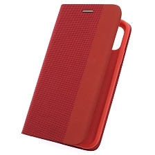 Чехол книжка MESH для APPLE iPhone 11 (6.1), текстиль, силикон, бархат, визитница, цвет красный Чехол книжка MESH для APPLE iPhone 11 (6.1), текстиль, силикон, бархат, визитница, цвет красный